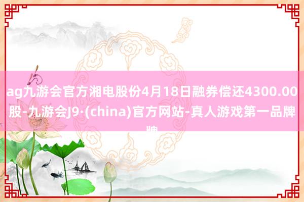 ag九游会官方湘电股份4月18日融券偿还4300.00股-九游会J9·(china)官方网站-真人游戏第一品牌