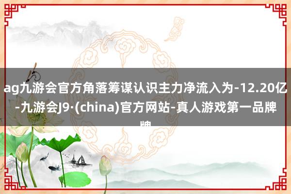 ag九游会官方角落筹谋认识主力净流入为-12.20亿-九游会J9·(china)官方网站-真人游戏第一品牌